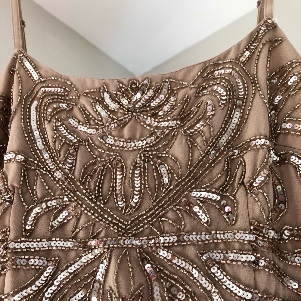 Maya Sequin Maxi Dress in Beige